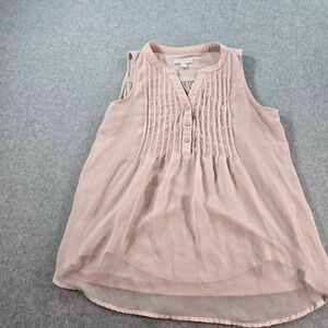 Charter Club Womens Pink Pleated V-Neck Sleeveless Top Blouse Size XS